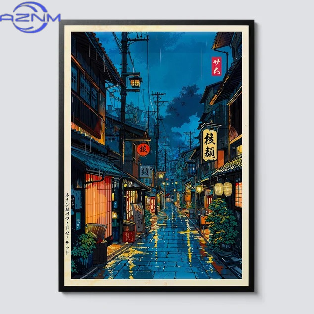Japanese Tokyo Lifestyle - AZNM japon tokyo çayevi karikatür tuval