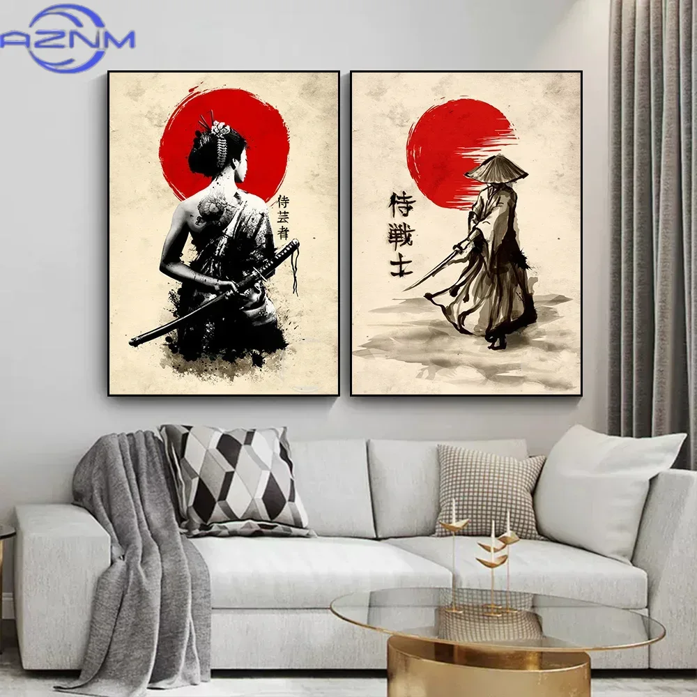 AZNM tuval boyama japon samura - Japanese Lifestyle Japanese incelemesi ve fiyatı